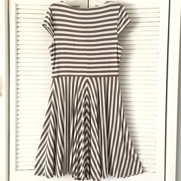LOFT Striped Full Skirt White Brown DREES - Picture 5 of 8